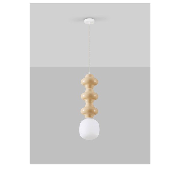 Bela/kremno bela keramična viseča svetilka s steklenim senčilom ø 18 cm Clio – Nova Luce-image-3