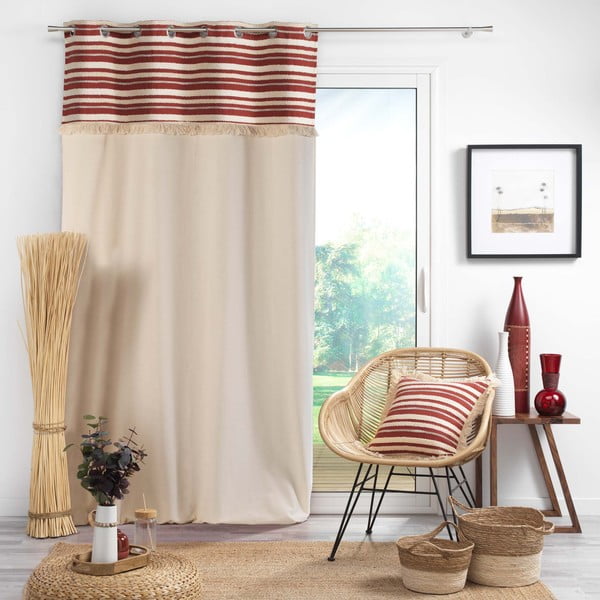 Bombažna zavesa v opečnato oranžni in naravni barvi 140x240 cm Atlas – douceur d'intérieur-image-2