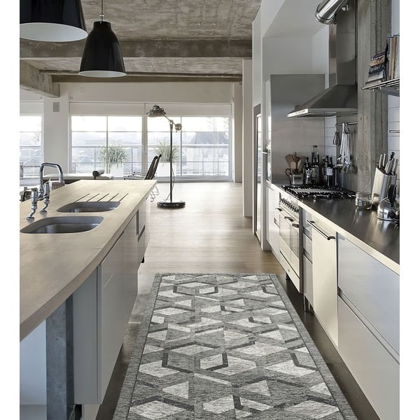 Sivo-črn tekač Floorita Hypnotik, 55 x 140 cm-image-1