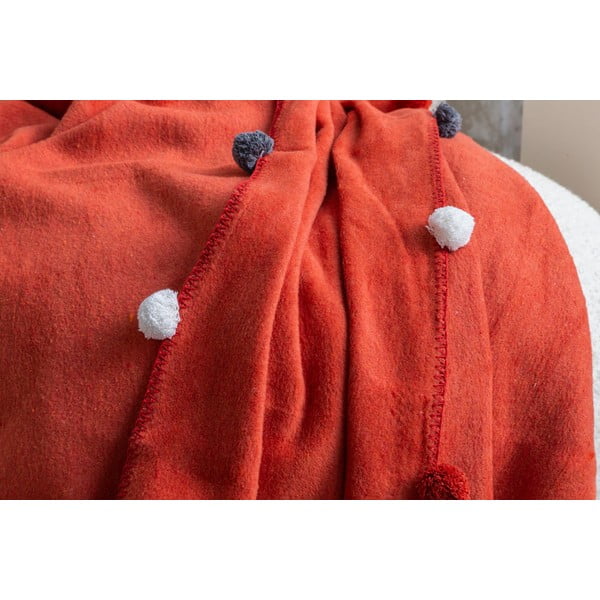 Opečnato oranžno pregrinjalo iz flisa 150x200 cm Pom Pom – Mijolnir-image-3