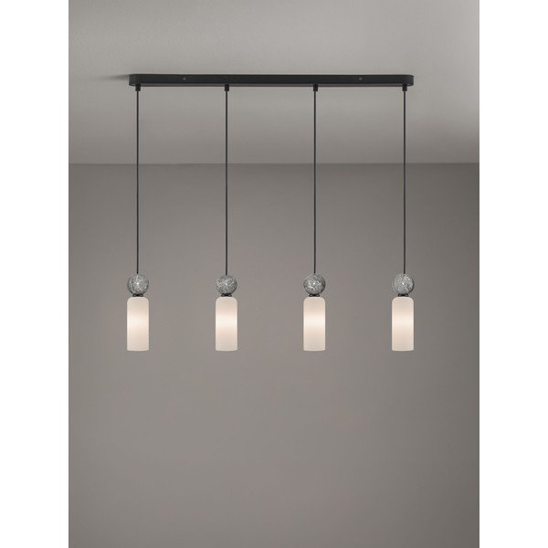Mat črna lončena viseča svetilka s steklenim senčilom Filomena – Nova Luce-image-3