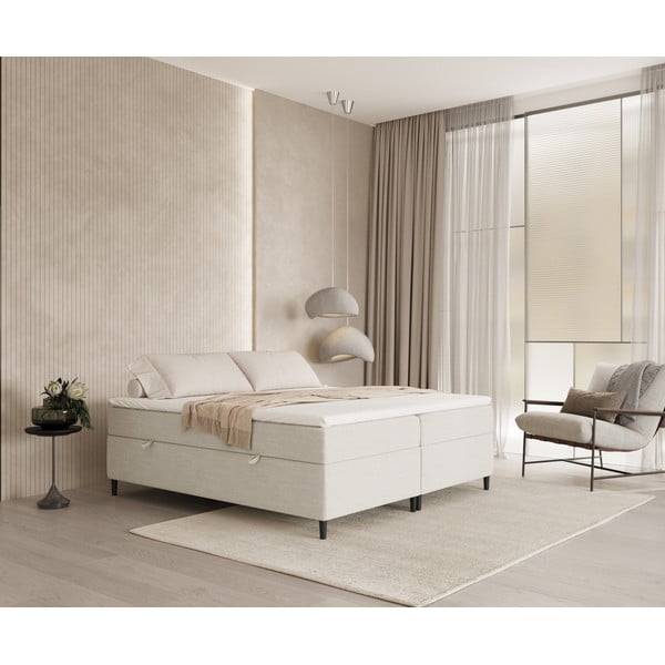Kremno bela boxspring postelja s prostorom za shranjevanje 180x200 cm Araya – Maison de Rêve-image-1