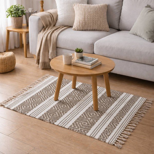 Pralna preproga iz mešanice bombaža v naravni barvi 50x80 cm Murano – douceur d'intérieur-image-1