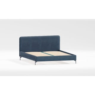 Temno modra oblazinjena zakonska postelja z letvenim dnom 180x200 cm Barker – Ropez