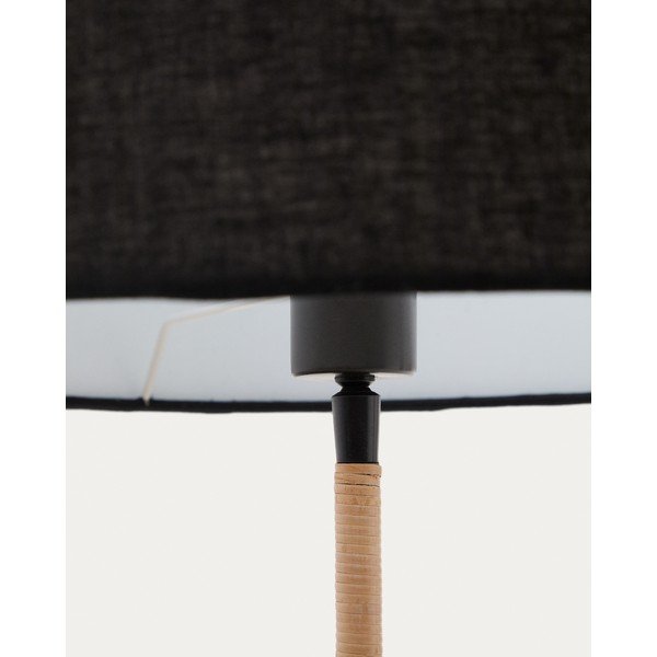 Črna stoječa svetilka s tekstilnim senčilom (višina 160 cm) Canar – Kave Home-image-3