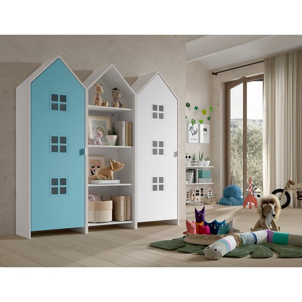 Bela/svetlo modra odprta otroška garderobna omara 173x171,5 cm CASAMI BRUGES – Vipack-image-1