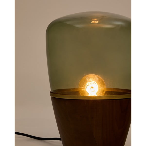 Zelena/v temni naravni barvi namizna svetilka s steklenim senčilom (višina 30 cm) Silex – Kave Home-image-3