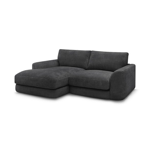 Črna kotna sedežna garnitura iz šenilje (levi kot/z ležalnikom) Leonore – Bobochic Paris