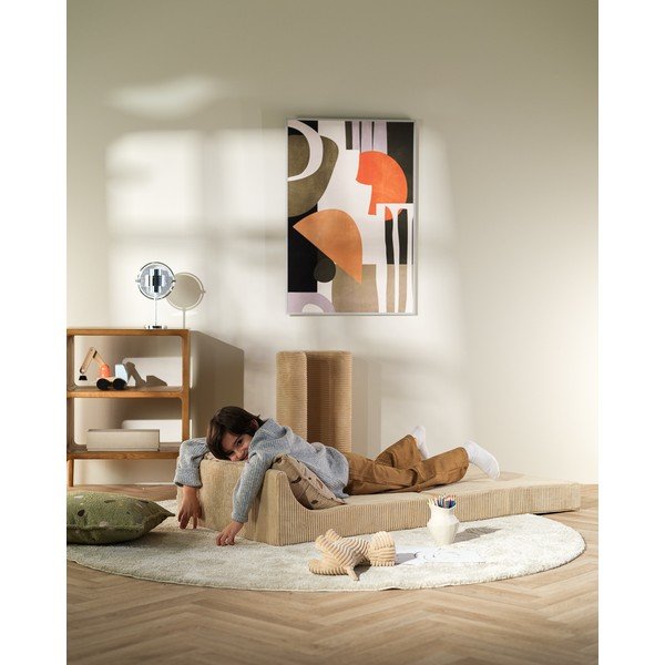 Svetlo rjav otroški fotelj iz rebrastega žameta Flipster – Wigiwama-image-4