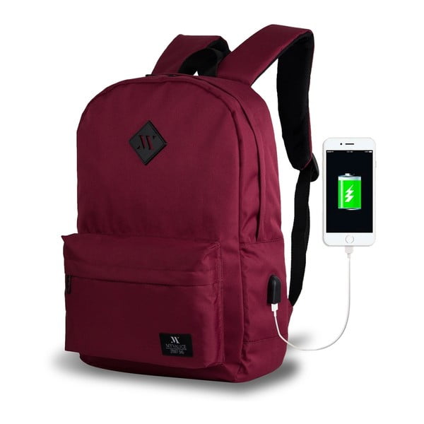 Temno vinsko rdeč nahrbtnik z USB priključkom My Valice SPECTA Smart Bag