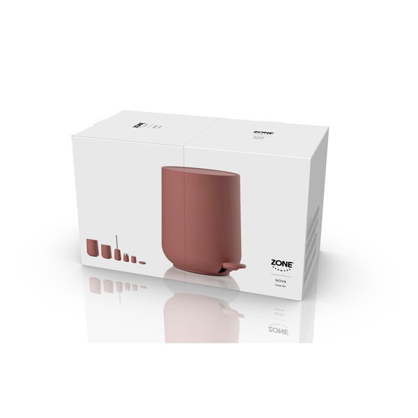 Svetlo rdeč plastičen koš za smeti s pedalom 3 l Nova – Zone-image-3