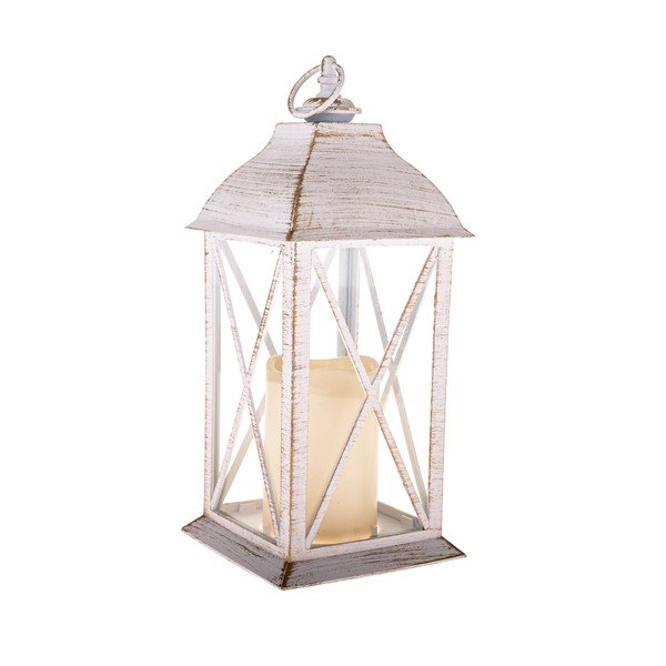 Bela LED lanterna na baterije (višina 30,5 cm) – Dakls