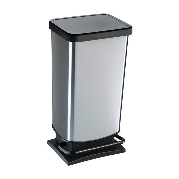Plastičen koš za smeti s pedalom v srebrni barvi 40 l Paso – Rotho