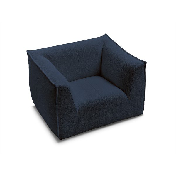 Temno moder fotelj iz tkanine bouclé Giorgia – Bobochic Paris-image-4