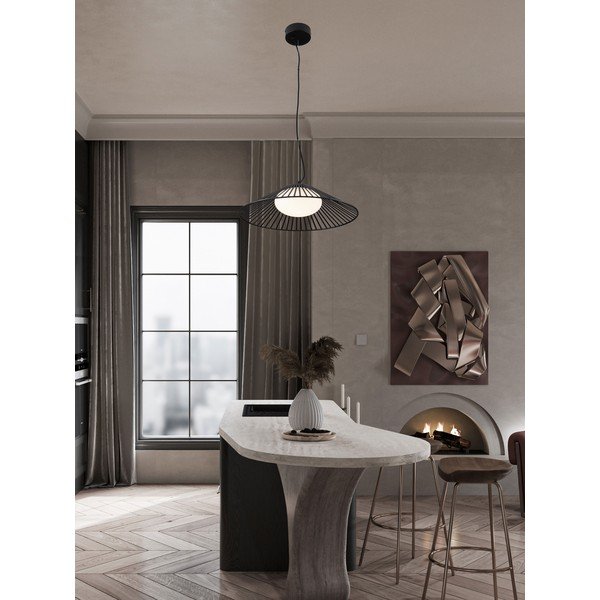 Mat črna kovinska LED viseča svetilka s steklenim senčilom ø 50 cm Brume – Nova Luce-image-1