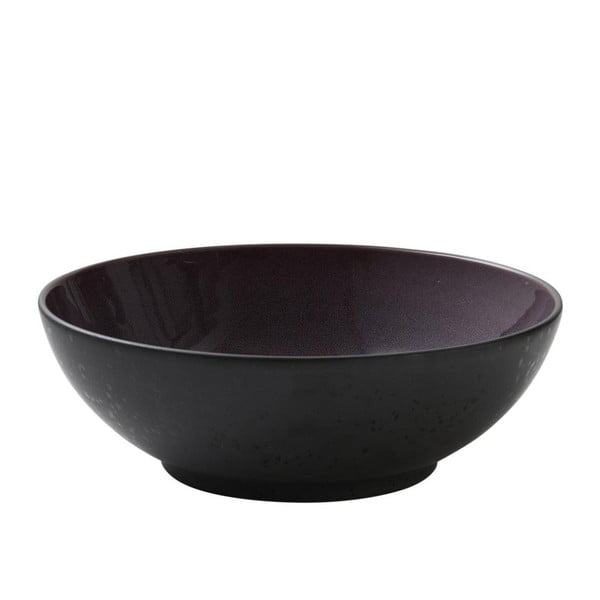 Skleda za solato iz črne keramike z notranjo glazuro v vijolični barvi Bitz Mensa, premer 30 cm