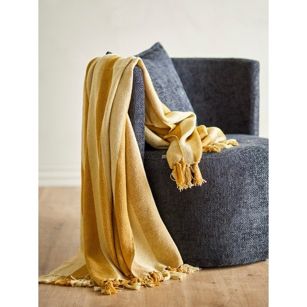 Rumena odeja iz recikliranega bombaža 130x160 cm Frello – Bloomingville-image-1