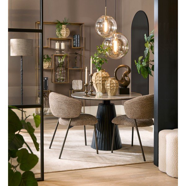 Okrogla jedilna miza z marmorno mizno ploščo ø 100 cm Rianne – Light & Living-image-1