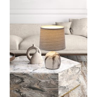 Svetlo siva namizna svetilka s tekstilnim senčnikom (višina 25 cm) Adelina – Candellux Lighting