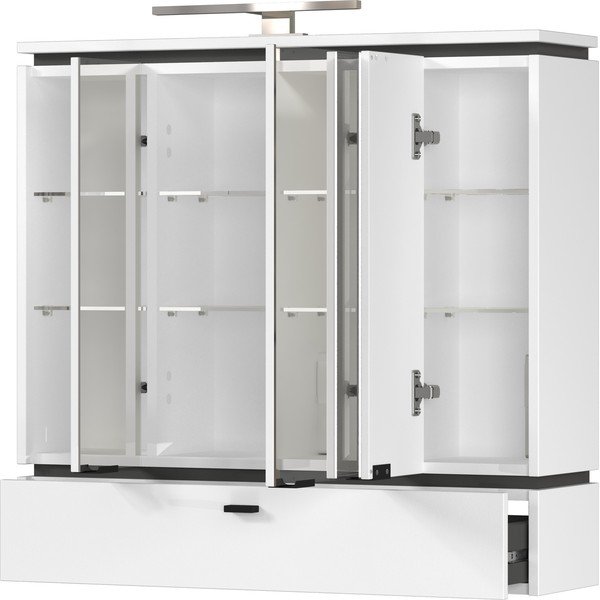 Bela kopalniška omarica z ogledalom in lučjo 79x80 cm Modesto – Germania-image-2