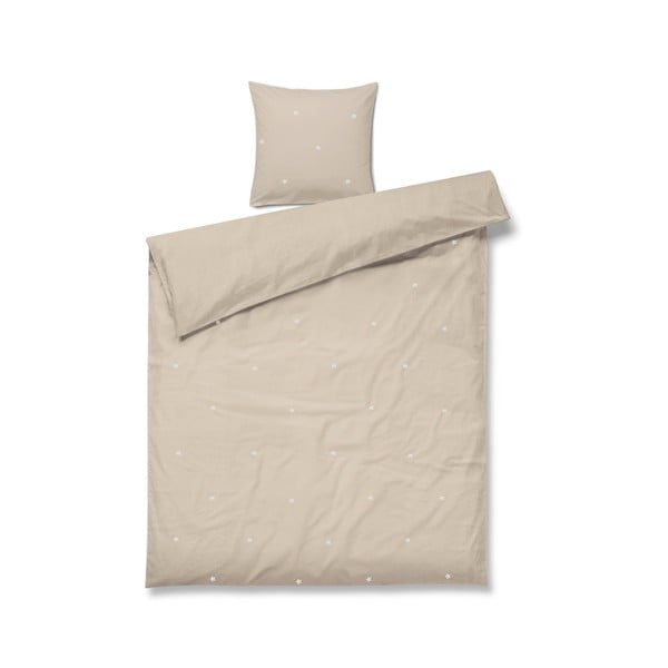 Bež enojna posteljnina iz bombažnega perkala 140x200 cm Daisy – JUNA