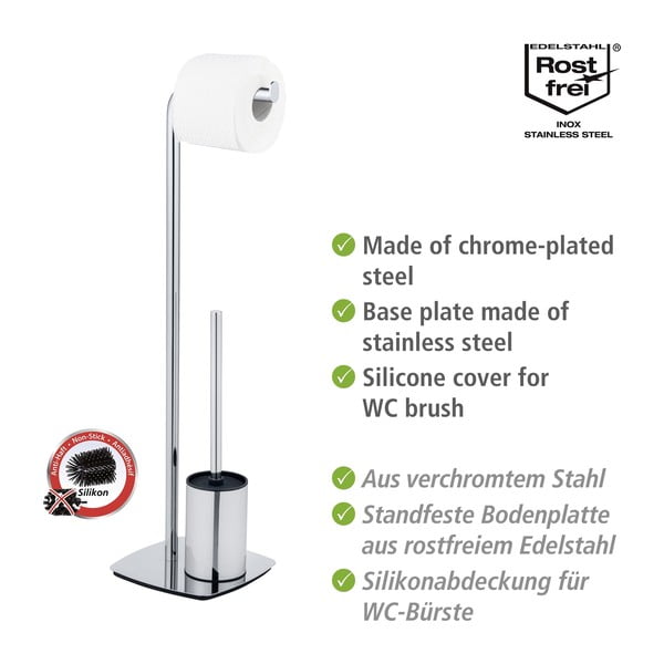Stojalo za WC papir z WC ščetko iz nerjavečega jekla Iria – Wenko-image-3