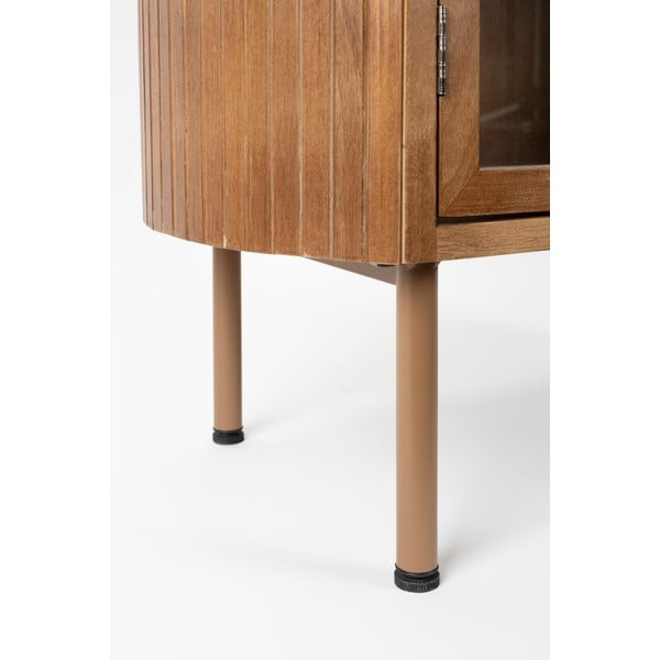 Vitrina iz masivnega kavčukovca v naravni barvi 80x140x38 cm Yaz – White Label-image-3