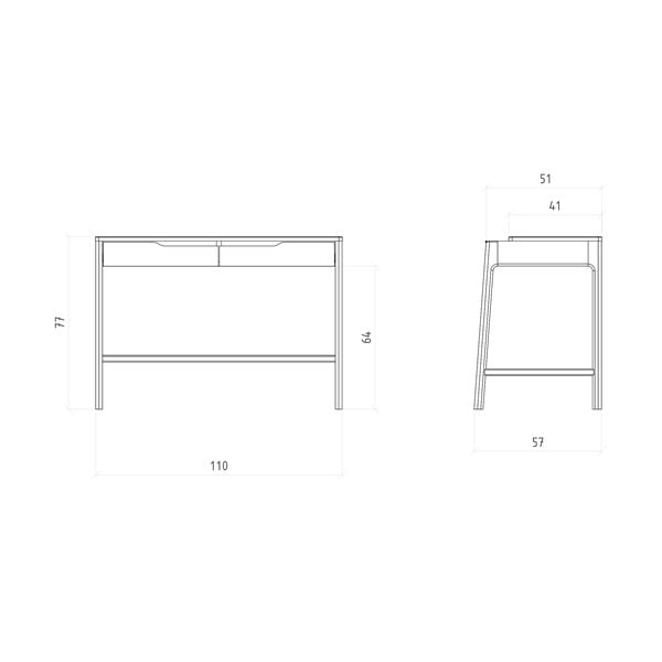 Kozmetična miza iz masivnega hrasta 57x110 cm Twig – The Beds-image-4