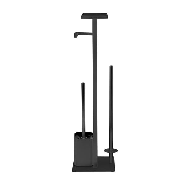 Črno stojalo za WC papir z WC ščetko iz nerjavečega jekla Debar – Wenko-image-4