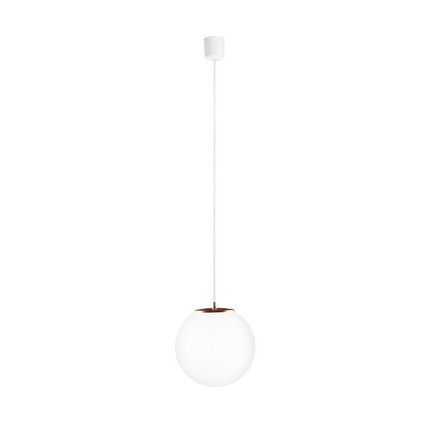 Bela bakrena viseča svetilka z belim kablom in belo vtičnico Sotto Luce Tsuki, Ø 25 cm