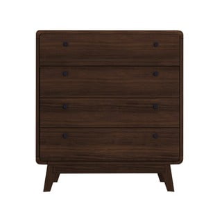 Temno rjava visoka komoda v orehovem dekorju 80x88 cm Caitlin – Støraa