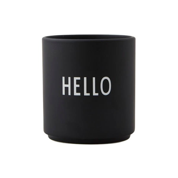 Črna porcelanasta skodelica 300 ml Hello – Design Letters
