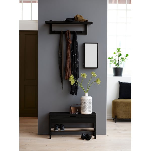 Črna hrastova klop s prostorom za shranjevanje Canett Uno-image-1