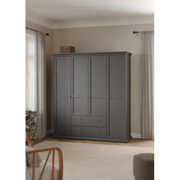 Siva garderobna omara 181x201 cm Paris – Tvilum-image-1