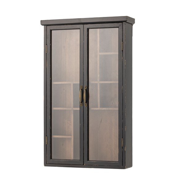 Črna stenska vitrina iz masivne jelke 50x80x14 cm Hazem – Bloomingville-image-3