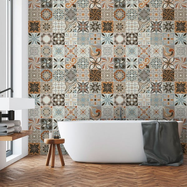 Komplet 30 stenskih nalepk Ambiance Wall Decal Cement Tiles Bali, 15 x 15 cm-image-1