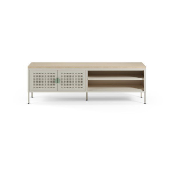 Kremno bela/v naravni barvi kovinska TV omarica 160x50x35 cm Sayla – Marckeric