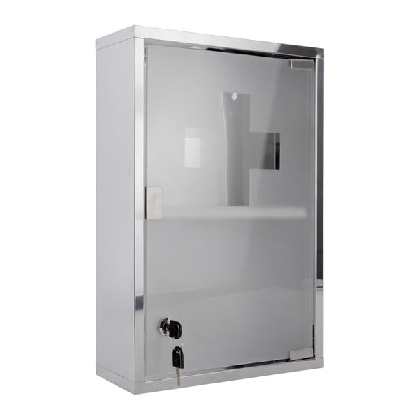 Kovinska stenska kopalniška omarica v srebrni barvi 12x48 cm    – PT LIVING
