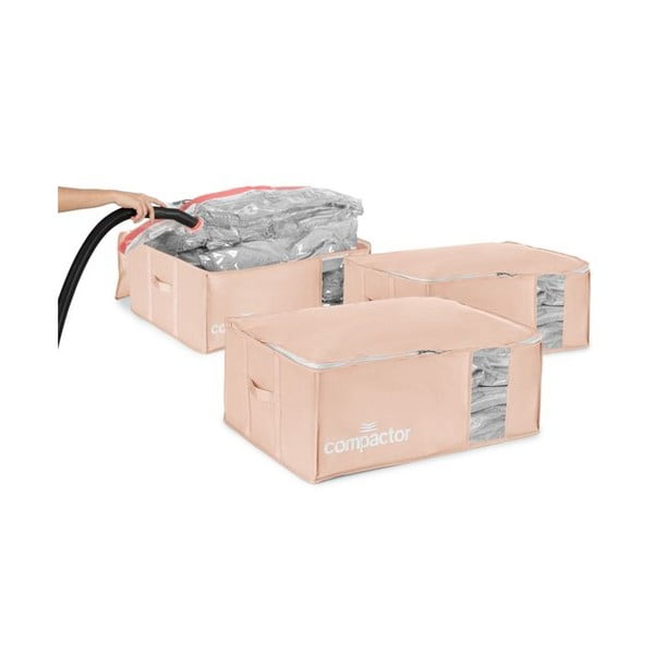 Vakuumske plastične škatle za shranjevanje oblačil v kompletu 3 ks 65x45x27 cm Pink Edition – Compactor-image-1