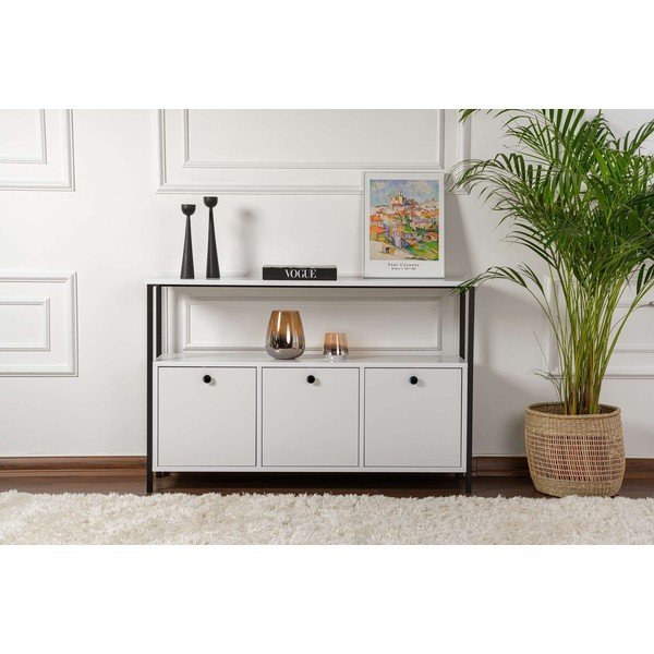 Bela stranska mizica v mat dekorju 29,5x120 cm Solace – Kalune Design-image-4