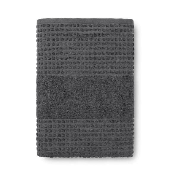 Temno siva frotirna brisača iz organskega bombaža 70x140 cm Check – JUNA