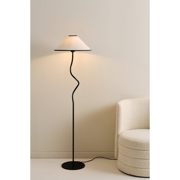 Bela/črna tekstilna zatemnitvena stoječa svetilka (višina 148 cm) Juliet – Jotex-image-1