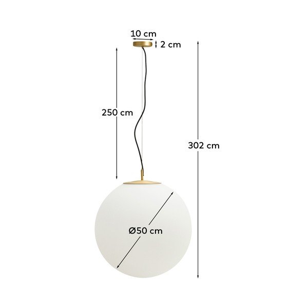 Bela/v zlati barvi viseča svetilka s steklenim senčilom ø 10 cm Brisia – Kave Home-image-4