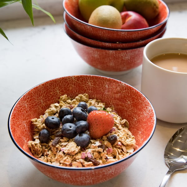 Rdeča keramična skleda Kitchen Craft Floral, ø 16 cm-image-3