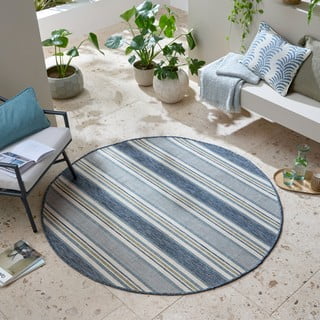 Zelenomodra okrogla notranja in zunanja preproga ø 160 cm Roma Stripe – Flair Rugs