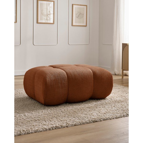 Opečnato oranžen tabure iz šenilje Ivane – Bobochic Paris-image-1