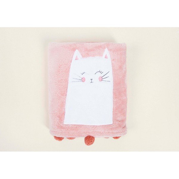 Rožnata bombažna otroška odeja 75x120 cm Kitty – Mijolnir