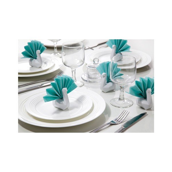 Komplet keramičnih držal za prtičke, Labod za prtičke 6 kosov, bela-image-1