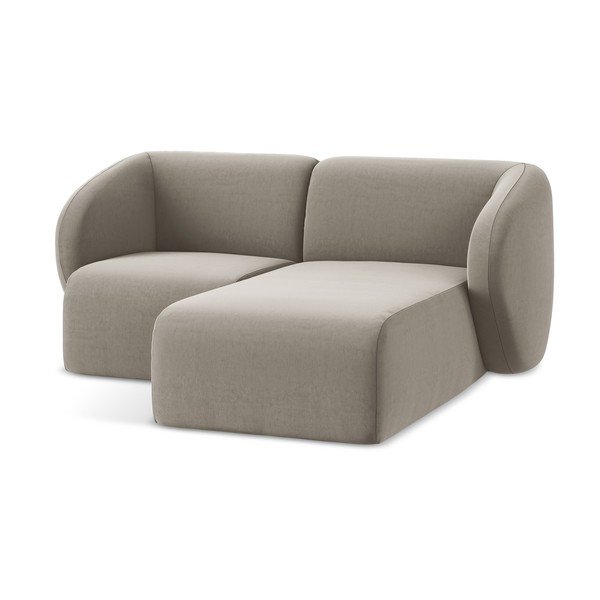 Svetlo rjava žametna kotna sedežna garnitura (desni kot/z ležalnikom) Lani – Makamii-image-4