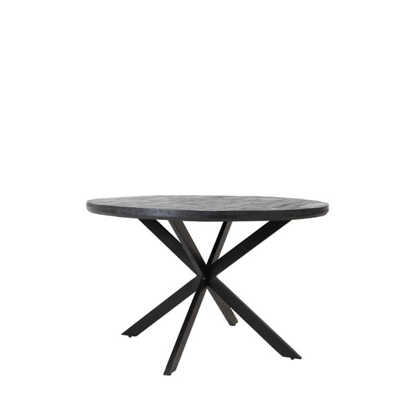 Črna okrogla jedilna miza z mizno ploščo iz akacije ø 140 cm Yellov – Light & Living